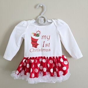 Baby Girl Christmas Onesie Tutu with Leg Warmers.